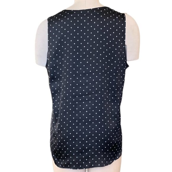 Banana Republic Polka Dot Black White Sleeveless V-Neck Top Sz M #99L - Picture 5 of 8
